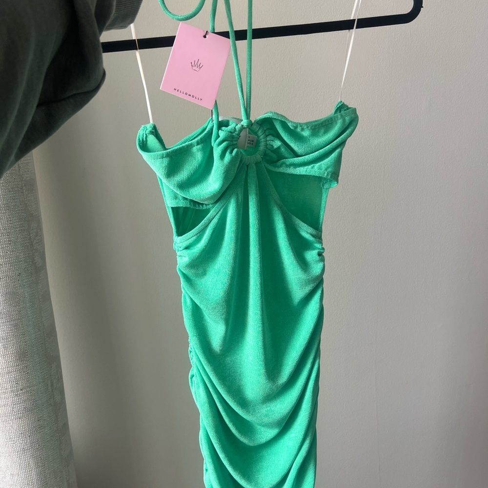 Green Ruched Mini Dress